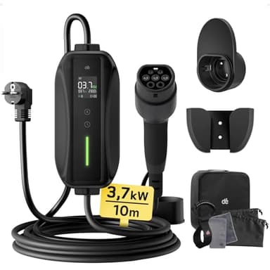 dé Ladekabel Typ 2 Schuko 3,68kW[1-phasig, 10m, 6-16A] EV Chargers mit Steuerbarer Digitalanzeige für Elektroauto, Ladekabel e Auto für Model 3/Y, ID.3, ID.4, ID.5, MG4, Q4, Gla und Anderen PHEV/EV