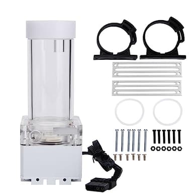 Lazmin 800L/H Computer CPU Wasserkühlung Wasserpumpe, 4 Meter Pumpenkopf Schnelle Wärmeableitung Computer Wasserpumpe LED Ultra-leiser Wasserpumpentank für PC(Weiß & 17cm)