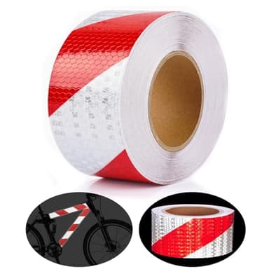 Reflektierendes Klebeband Rot & Weiß 25m X 5cm Selbstklebend Reflektor Klebeband Hohe Intensität Reflektorbänder Reflektoren Aufkleber Wasserdicht Aufkleber Reflektierend für Fahrrad, Fahrzeuge, Autos