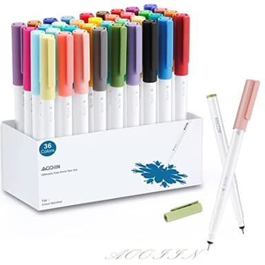 AOOIIN Stifte für Cricut Maker 4/3/Maker/Explore 4/3/Air 2, Set mit 36 Stück 0.4 Spitze Ultimate Pens für Cricut Machine