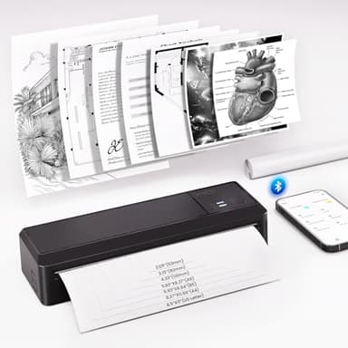 vretti P83 Mobiler Drucker A4, Tragbarer Thermodrucker A4 für Unterwegs, Bluetooth-Verbindung für Smartphones, Kompatibel mit Android/iOS, Reisedrucker für Hause, Lernen
