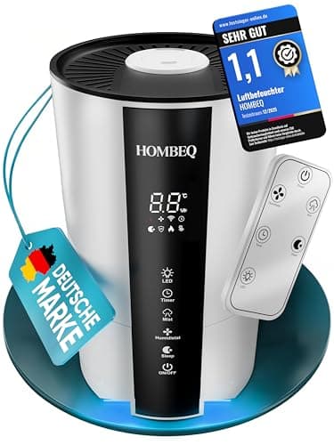 HOMBEQ Luftbefeuchter 4,2L-Ultraschall Raumbefeuchter (Humidifier) mit Aroma Diffuser & Ambientlicht, leise für Schlafzimmer & Kinderzimmer - auch für Baby & Pflanzen mit Fernbedienung & 360°Düsen
