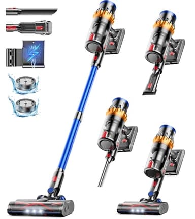 MIBODE 48000Pa/580W/65Mins Akku Staubsauger, 1.6L Staubsauger Kabellos Super Leise mit Smart Display, Staubsauger mit Automatikmodus & Anti-Verhedderung-Bürste für Teppich, Hartboden und Tierhaare