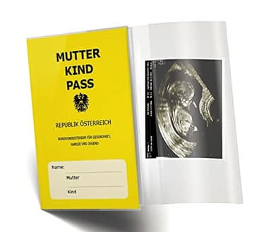 Olgs Mutter-Kind-Pass Hülle Österreich – 2er Set, Muki-Pass Schutzhülle Blanko Transparent mit Ultraschallbild-Fach, Schwangerschaft