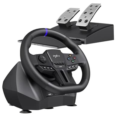 PXN V900 Gen2 Lenkrad mit Pedalen, 270°/900° Racing Wheel mit Vibrations-Feedback, Hall-Effekt-Pedalen – Gaming Lenkrad für PC Windows, PS4, PS3, Xbox und Switch