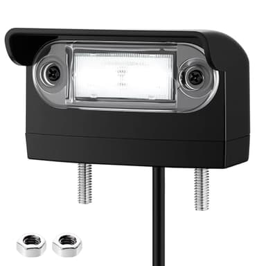 AUTOUTLET LED Kennzeichenbeleuchtung Anhänger, 12V-24V Nummernschildbeleuchtung IP67 Wasserdicht 6000K Kennzeichenleuchte Weiß Nummernschild Licht mit Dual E9-Mark für Auto Anhänger LKW Boot (Schwarz)