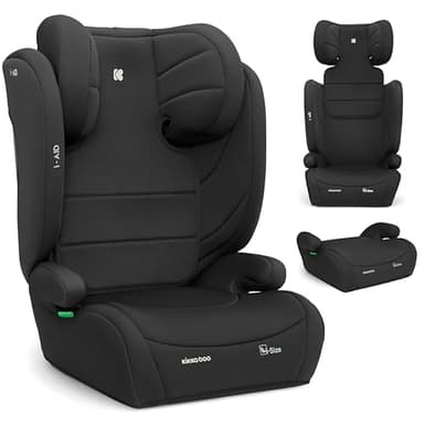 KikkaBoo Kindersitz 15-36 kg ohne ISOFIX i-AID, Kindersitz ab 3 Jahre, Gruppe 2-3 (100–150 cm), Von 3,5 Bis 12 Jahren, i-Size, 13-fach verstellbare Kopfstütze, Schwarz