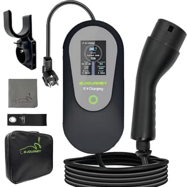 G-journey Ladekabel Elektroauto Typ 2 Schuko 5M【8-13A,1-phasig】 Tragbares EV Ladekabel Typ 2 Schuko Ladegerät EV Charger 3kW mit Steuerbarer Digitalanzeige Kompatibel mit Allen PHEVs/EVs