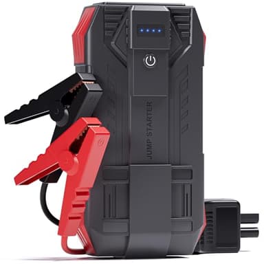 Povasee Starthilfe Powerbank für Pkw, 6000A Booster Auto Starthilfe (bis zu 10L Benzin/8L Diesel), Starter Powerbank mit Starthilfekabel, 12V Kfz Jump Starter mit LED und 2 USB-Ausgänge