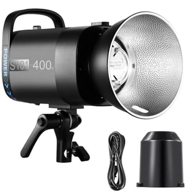 NEEWER S101-400W Studio Strobe Flash Blitzlicht mit 9 Stufen, 150W Einstelllampe, 400Ws GN65 5600K, Studioblitz mit Standard Bowens Mount Reflektor, S1/S2 Modus, leiser Lüfter für Produktfotografie