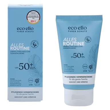 Eco Elio LSF 50+ Nachhaltige Sonnencreme "Alles Routine" - 75ml ohne Octocrylene und Mikroplastik