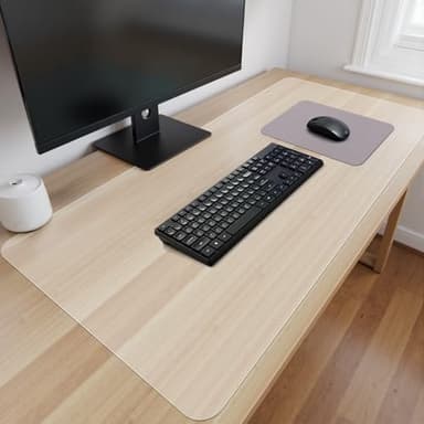 Vicwe Schreibtischunterlage Transparent, 43x120 cm PVC-Transparente Tischunterlage, Rutschfeste abgerundete Ecken Schreibunterlage, Wasserdichte Schreibtisch Unterlage, für Büro und Zuhause