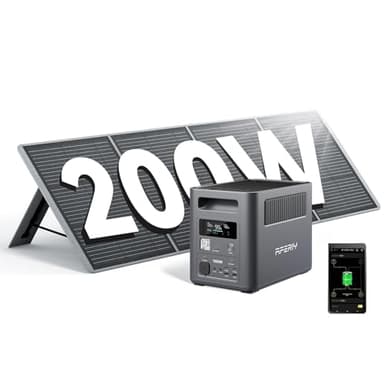 AFERIY 1800W Powerstation mit 200W Solarpanel, Solargenerator 1024Wh LiFePO4 & 1Std Schnellladung Solar Powerstation, <10ms USV, 9 Ausgänge, mit APP, BMS, Reine SW 230V, für Camping/RV/Garten/Notfall