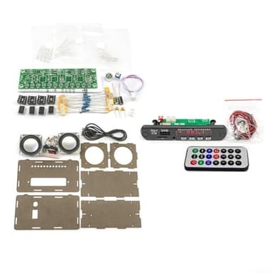 LED FM Radio USB Mini Home Sound DIY Blue-tooth Lautsprecher Kit Tragbare Blauzahn-Lautsprecher mit Subwoofer Wireless Stereo Sound (Schwarz)