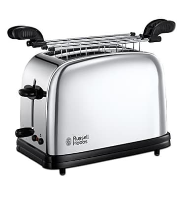 Russell Hobbs Toaster Sandwich [für 2 Scheiben inkl. Sandwich-/Panini-Zangen] Victory Edelstahl (extra breite Toastschlitze, 6 Bräunungsstufen + Auftau- & Aufwärmfunktion, 1200W) 23310-57