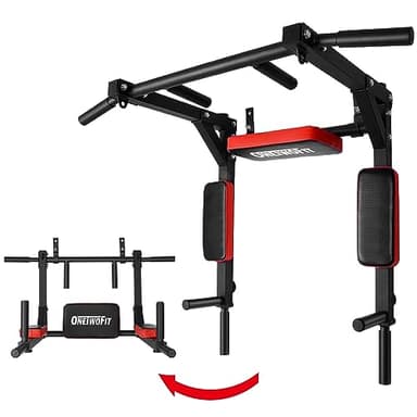 ONETWOFIT Schwerlast multifunktionelle Klimmzugstange für die Wandmontage, Pull-Up-Bar Trainingsstange Dip-Station für das Training zu Hause, Power Tower Trainingsgewicht bis zu 200kg OT126