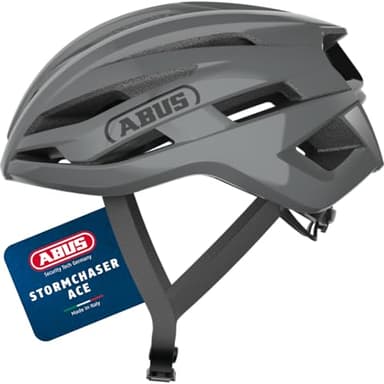 ABUS Rennradhelm StormChaser ACE - leichter Fahrradhelm für Radrennen, Gravelbike-Touren und Cyclocross - für Damen und Herren - Größe M, Grau