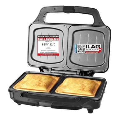 Emerio XXL Sandwichtoaster für alle Toastgrößen geeignet, BPA frei, große Muschelform, leicht zu reinigen, Käse läuft nicht aus, PREIS-/LEISTUNGSSIEGER Haus & Garten Test 03/2019, 900 Watt