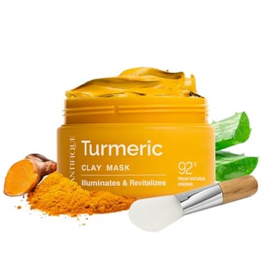 PLANTIFIQUE Koreanische Turmeric Tonerde Maske Vitamin C – Kurkuma & Fango Maske Körper – Porenverfeinernd Feuchtigkeitsspendend & Beruhigend – Clay Gegen dunkle Flecken – inkl. Spatel – 110 g