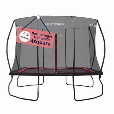 HUDORA Trampolin 4square - 244x366/215x305cm großes, rechteckiges Outdoor Trampolin - Rechteckiges Sporttrampolin für bis zu 120kg - Familien-Trampolin mit hoher Sprungkraft - Qualitäts-Trampolin