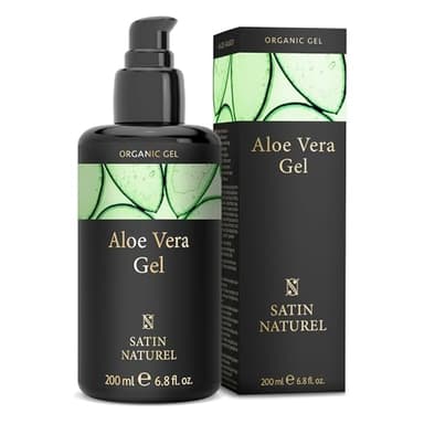 Satin Naturel Bio Aloe Vera Gel 200 ml – 100% Vegan & Naturkosmetik – Hochkonzentriertes Aloe Vera Gel – Mit Hyaluron & Panthenol – After Sun & Feuchtigkeitspflege Für Gesicht, Körper & Haare