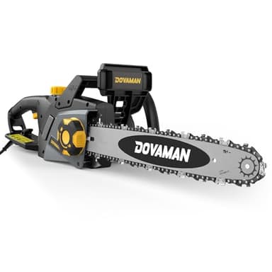 DOVAMAN 2400W Elektro Kettensäge, 40cm Oregon Schwert und Kette, werkzeuglose Kettenspannung, 15m/s, Rückschlagschutz, inkl. 2 Ketten, Kettensäge ideal für Brennholz, Garten und Baumschnitt - DCS01A