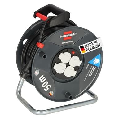 Brennenstuhl Garant V2 Kabeltrommel 50m Kabel (Made in Germany, 4 Schutzkontakt-Steckdosen, Überhitzungsschutz, Trommelkörper aus Spezialkunststoff)