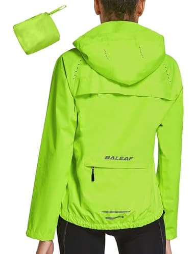 BALEAF Fahrradjacke Damen Regenjacke Wasserdicht Atmungsaktiv Wanderjacke Windbreaker Sommerjacke Outdoor Jacken Leichte Windjacke Trekking Regenjacke Radjacke Fluorescent Gelb XXL