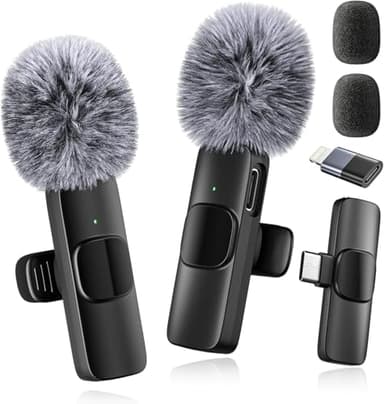 voijump Mini Mic Pro Kabelloses Mikrofon für iPhone, iPad, Android, 2er-Pack Lavalier-Mikrofon mit USB-C für Videoaufnahmen, Interviews, Podcasts, Vlog und ASMR, Tiktok, YouTube