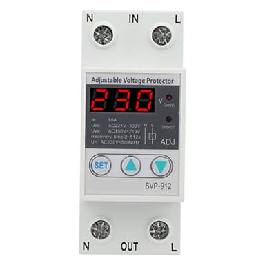 Spannungsstabilisator 230v, Spannungsschutzgerät, 230-V-Überspannungsschutz, einstellbares Reset-Schutzrelais, Voltmeter SVP-912 (80 A)(63A)
