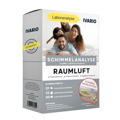 IVARIO Raumluft-Schimmel-Test – Labortest für 1 Raum – professionelle Schimmelanalyse im akkreditieren Fachlabor – Einfache Probenahme