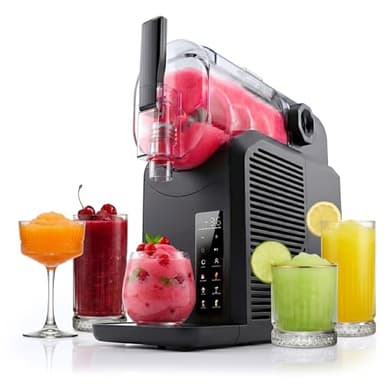 Seeger SuperSlush, 2L 7-in-1 Slush Maschine für zu Hause, 7 Smarten Programma, Automatische Reinigung und InstantFreeze 15 min Technologie, Slushi, Eis-Cocktails, Frappé, Milchshakes, Schwarz