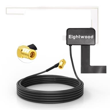 Eightwood Aktive DAB Antenne DAB+ Autoantenne SMB Adapter DAB Digitales Autoradio Antenne Glashalterung mit 3 m Verlängerungs Kabel Kompatibel für DAB Radio Pioneer Clarion Kenwood Alpine MEHRWEG usw.