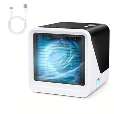 Mobile Klimaanlage Ohne Abluftschlauch, Mini Luftkühler Mit Wasserkühlung, USB Typ-C Ventilator Leise, 3 Geschwindigkeiten, Tragbarer Air Cooler Für Schlafzimmer, Büro, Auto, Tischventilator Klein