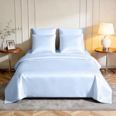 ComfortAce 100% Tencel™ Lyocell Bettwäsche-Set, (1x) 240X220CM cm + (2X) 80x80 cm, Weich, Hypoallergen & Milbenfrei, Geeignet für Alle Jahreszeiten, Mit Reißverschluss, Nachhaltig，Wasserblau