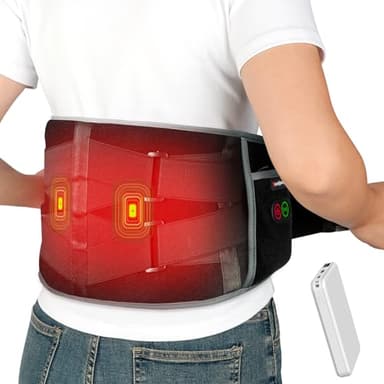 Comfytemp Wärmegürtel Vibrationsmassage für Rücken mit 25Wh Akku,155x20cm Kabellos Massagegerät mit Kompressionsband, Rückenwärmer Heizgürtel USB Heizkissen Geschenke für Mütter, Frauen, Mama, Papa