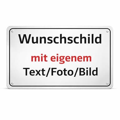 Indigos UG - Schilder selbst gestalten - Aluminium Schild 0,5 mm - Wunschtext Schild mit Foto - für Garage, Parkplatz, Firma, Schule, Hotel - Blechschild