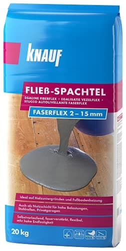 Knauf Faserflex Fließ-Spachtel, Ausgleichs-Masse, 20-kg – Spachtel-Masse, Ausgleichs-Spachtel, selbstverlaufend, Hochleistungs-Spachtel, spannungsarm, frostsicher, für 2-mm bis 15-mm Schichtdicken