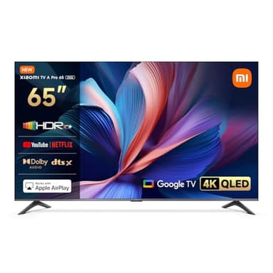 XIAOMI A Pro, 65" (165 cm), 4K UHD QLED, Smart TV, Google TV, Triple Tuner DVB-C/S/S2/T/T2, HDR10+, Game Boost 120Hz, MEMC, Sprachsteuerung mit, 2+8GB, Kompatibel mit Apple Airplay & Google Cast