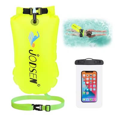 Schwimmboje,Boje Schwimmen Aufblasbare Trockentasche 20l mit Wasserdichter Handytasche,Trockensack für Erwachsene Freiwasser Triathlon Sport Schnorcheln Rennen Ausbildung Zubehör,Gut Sichtbarer Orange