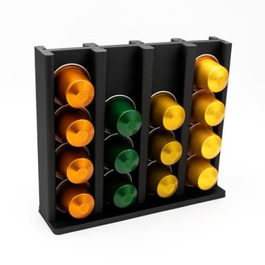 Generisch Kapselhalter für 32 Nespresso Kapseln, Schwarzer Kapselständer, Platzsparende Kapselaufbewahrung