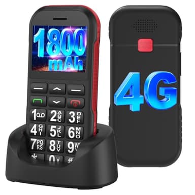 CHAKEYAKE 4G Seniorenhandy Mobiltelefon Ohne Vertrag mit Große Tasten,1800mAh Lange Standby Rentner Senioren Handy Großtastenhandy mit USB-C,SOS-Funktion,Taschenlampe,Ladestation-Schwarz