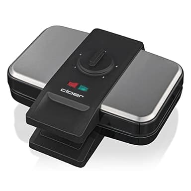 Cloer 1459 Brüsseler Waffeleisen, 1000 W, Backampel, stufenlos wählbarer Bräunungsgrad, schwarz-edelstahl