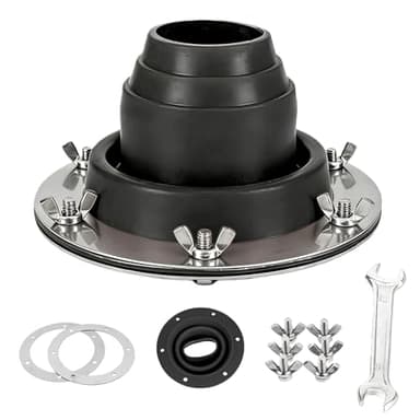 Ofenrohr Durchführung Zelt 45-100mm, Ofenrohrdurchführung Zeltofen Hot Tent Stove Jack aus Hitzebeständigem Silikon zu 280°C und Edelstahl Basis, Tent Rohrmanschette Dachdurchführung für Campingkocher