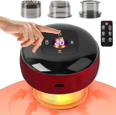 Schröpfgerät Elektrisch, Intelligentes Schröpfen 12 Gängen mit Fernbedienung, Smart Schröpfer Elektrisches Guasha-Gerät, Vakuum Massagegerät, Reduziert Muskelverspannungen (red)