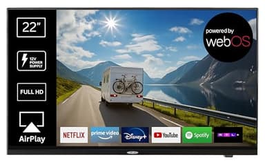 REFLEXION LDDX22IBT-Black Smart LED Fernseher 22 Zoll / 55cm, LG webOSHub, Wohnwagen/Wohnmobil/Camping/Caravan/Boot/LKW TV, Slimline, 12/24/230 Volt, Full HD, Triple Tuner, Bluetooth, WLAN, DVD-Player