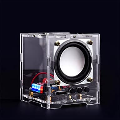 PZMYJB Bluetooth-Lautsprecher DIY Löt-Kit 3W MINI HT6872 Audio-Verstärker Musik Stereo mit Acryl-Schale Blinkende LED Praktische Elektronische Indoor Outdoor(Klar)