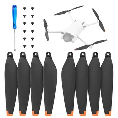 DERAY | Propeller für DJI Mini 3 Pro Drohne, TPU Gummi Spitze, Fly More Combo, leise ersatzpropeller | 8 Stück / 4 Paar
