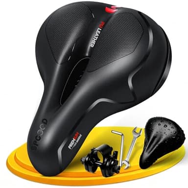 SPGOOD Fahrradsattel, Bequem Weich Memory Foam Ergonomisch Stoßdämpfend Atmungsaktiv Fahrrad Sattel, Wasserdicht mit überzug und Kloben Rennrad City MTB Fahrradsitz für Damen Herren 25 * 21cm