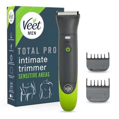 Veet Men Intimate Trimmer - Intimrasierer für Männer - Intim- und Körperrasierer für Intimbereich, Gesicht, Achseln & Oberkörper - Wasserfester Herren Haartrimmer & Rasierer, Packaging May Vary